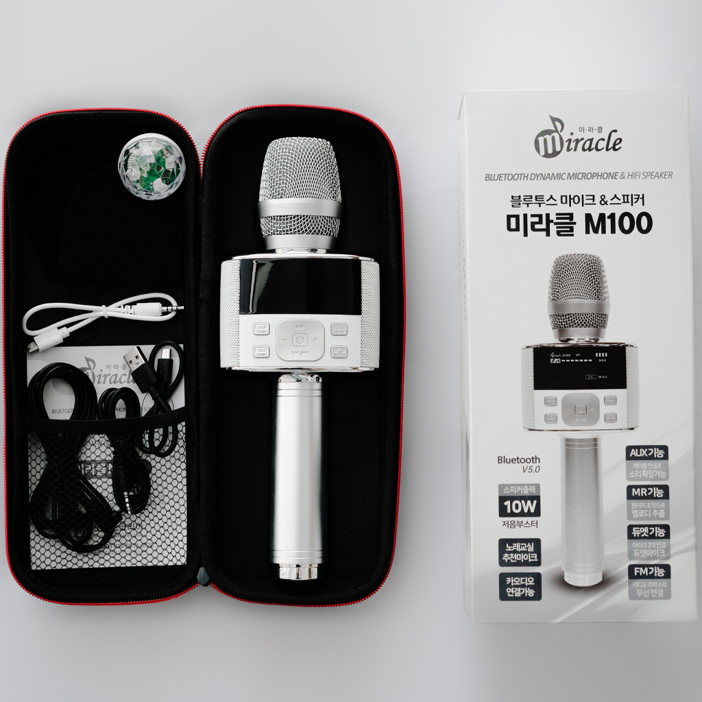 Trọn bộ micro karaoke bluetooth miracle M100 Hàn Quốc