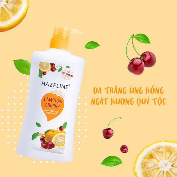 Sữa Tắm Hazeline Tẩy Tế Bào Chết Sáng Da Cam Yuzu Và Cherry (670g)