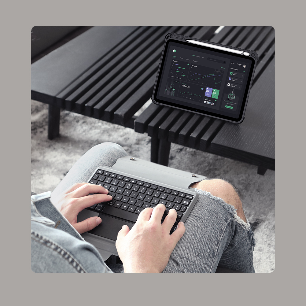 Bao Da Kèm Bàn Phím cho iPad Air 6 11 inch / iPad Air 6 13 inch 2024 Nillkin Bumper Combo Case Keyboard - Hàng Chính Hãng