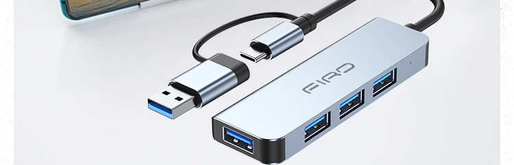 HUB Type C FIRO và HUB USB 3.0 FIRO - Bộ chia USB 1 ra 4 cổng 3.0 - Hub USB 4 Port 3.0 - Hub Chuyển Đổi Cho Laptop, PC - Hàng Chính Hãng FIRO