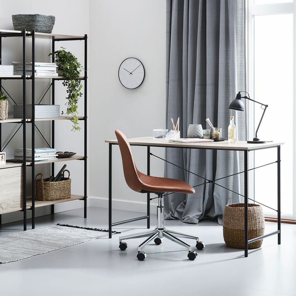 Bàn làm việc JYSK Vandborg gỗ công nghiệp khung kim loại xám/đen 120x75x60cm