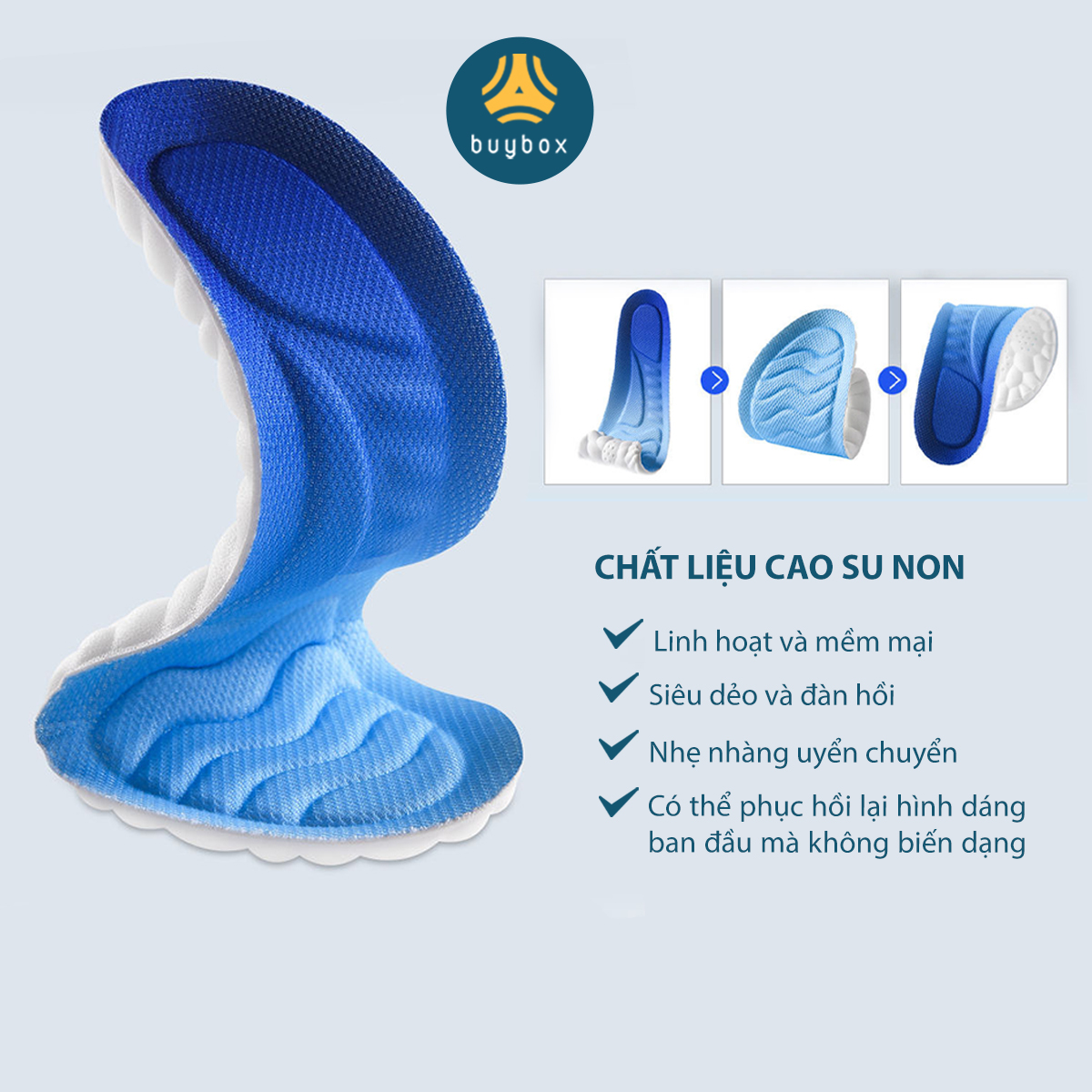 Lót giày nam nữ êm chân chất liệu vải mesh cấu trúc vòm nâng đỡ lòng bàn chân, massage các huyệt đạo - buybox - BBPK364