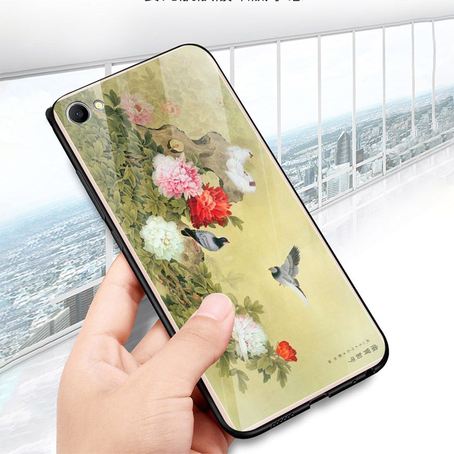 Ốp điện thoại kính cường lực cho máy Oppo A83/A1 - mẫu đơn MS MAUDON019