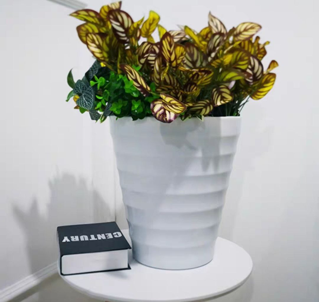 Combo từ 1 đén 2 chậu vòng tròn trồng cây cảnh bằng nhựa ABS bóng cao cấp  M 32 cm x C 35cm Màu trắng