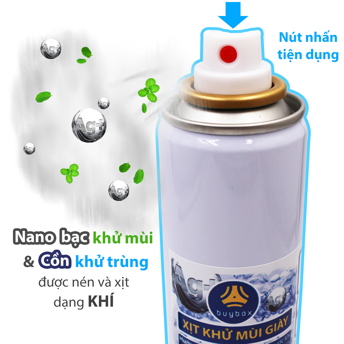 Xịt khử mùi giày ngăn ngừa vi khuẩn và ngăn mùi hôi, mùi khắm giày - buybox - PKBB61