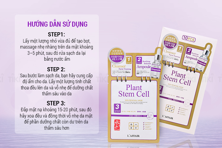 Hộp 10 Miếng Mặt Nạ Dưỡng Da Rainbow L'Affair Plant Stem Cell Skin Renewal Mask