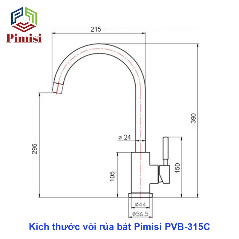 Vòi Nước Rửa Chén Nóng Lạnh Pimisi PVB-315C Inox 304 Mạ Sáng Bóng Dùng Cho Chậu Rửa Bát 1-2-3 Hố Trong Nhà Bếp, Kiểu Cổ Ngỗng, Chỉnh Nhiệt Gật Gù Gắn Bồn Rửa Âm - Dương Bàn Đá, Quay 360 Độ Tăng Áp Nhẹ, Kèm 2 Sợi Dây Cấp Nước Vòi Rửa Bát | Hàng Chính Hãng