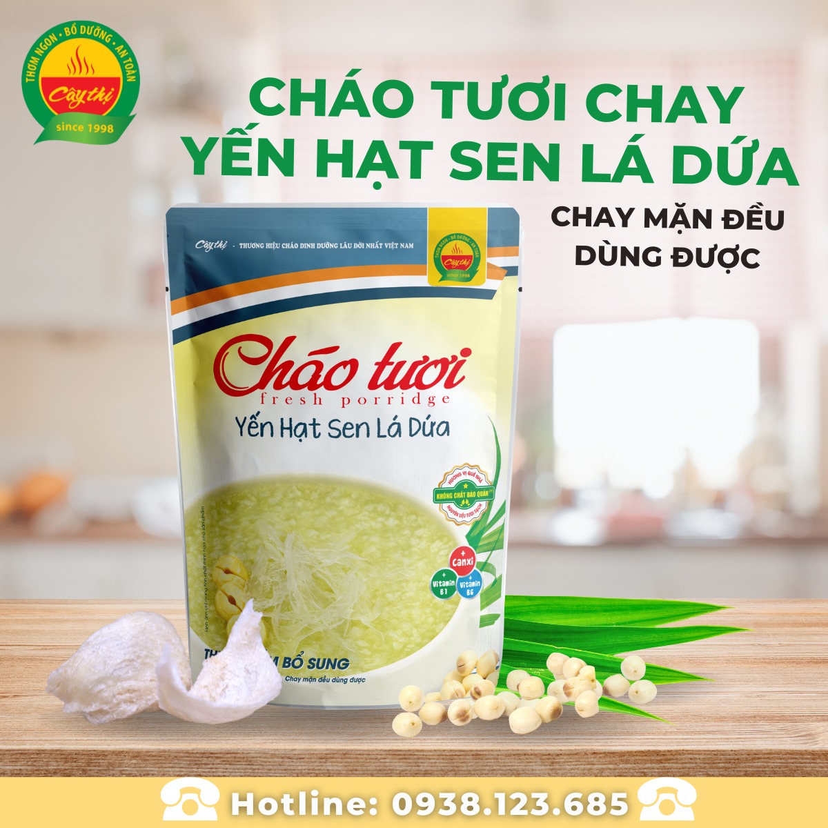 cháo tươi yến hạt sen lá dứa cây thị 1