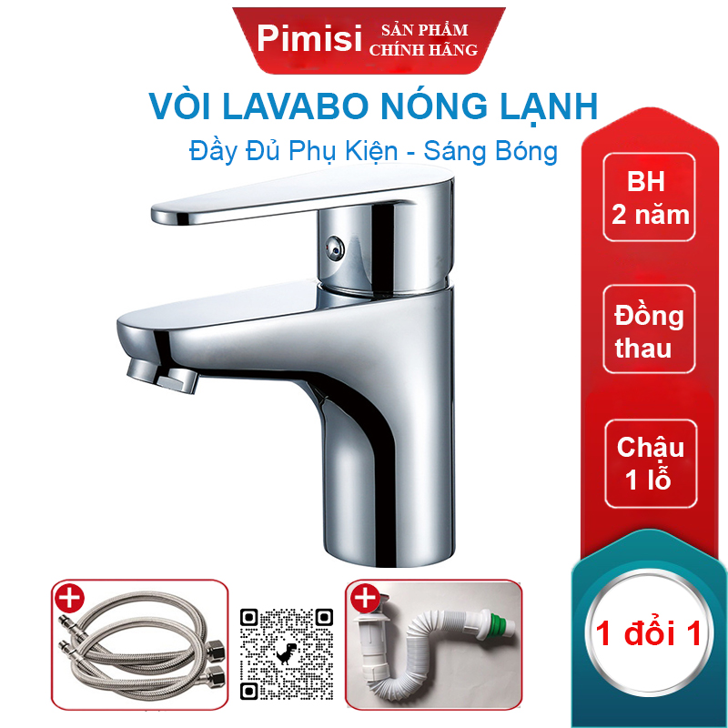 Vòi lavabo nóng lạnh Pimisi PV-203C-1 đồng thau