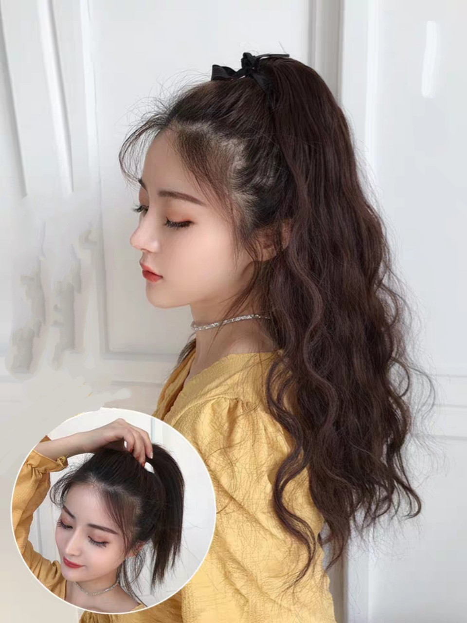 Tóc giả cột xù mì siêu xinh. Giống y tóc thật và đẹp hơn tóc thật. Chất tóc tơ loại 1 có thể dùng nhiệt để bấm uốn , duỗi gội thoải mái