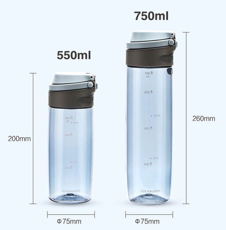 Bình Nước Bằng Nhựa Tritan One Touch Sport Lock&Lock ABF762BLU - Xanh Dương (550ml)