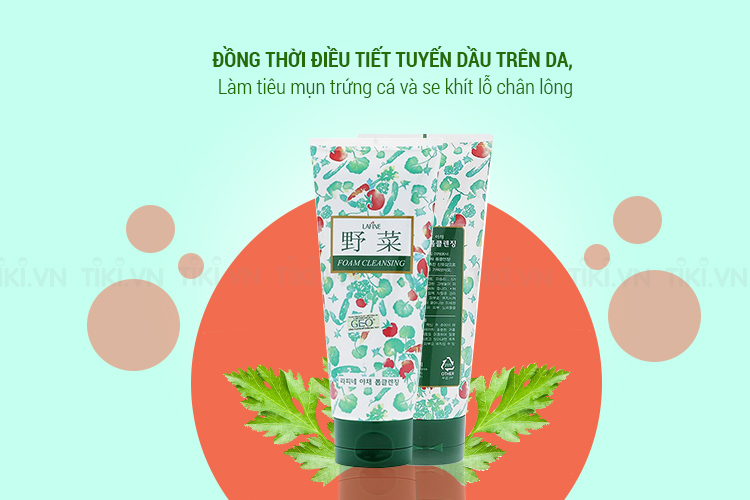 Sữa Rửa Mặt Hoa Quả Trị Mụn Dưỡng Trắng Vegetable Foam Cleansing Geo (200ml)