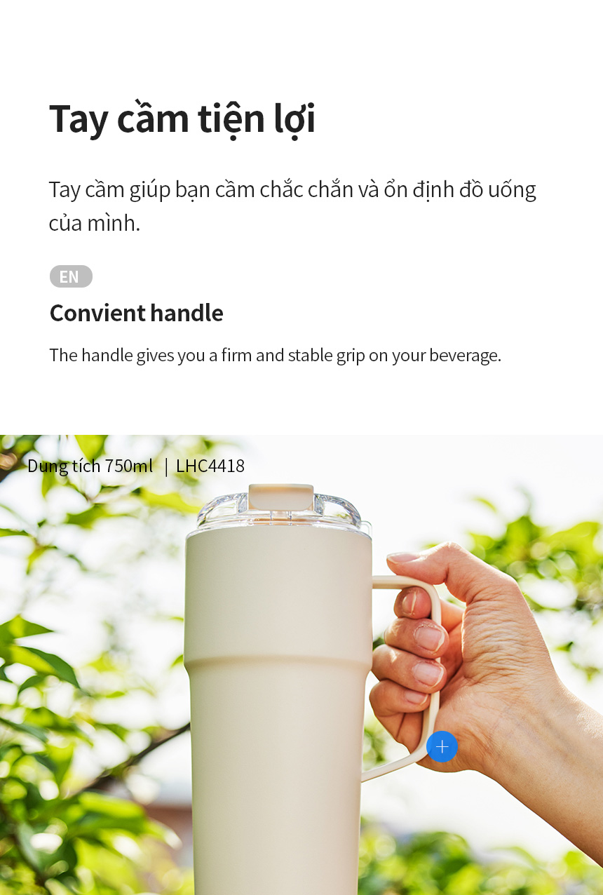 Ly giữ nhiệt 500ml LocknLock LHC4357 Metro Cafe Tumbler, Hàng chính hãng, Thép 304 không gỉ, có dây đeo tay - JoyMall