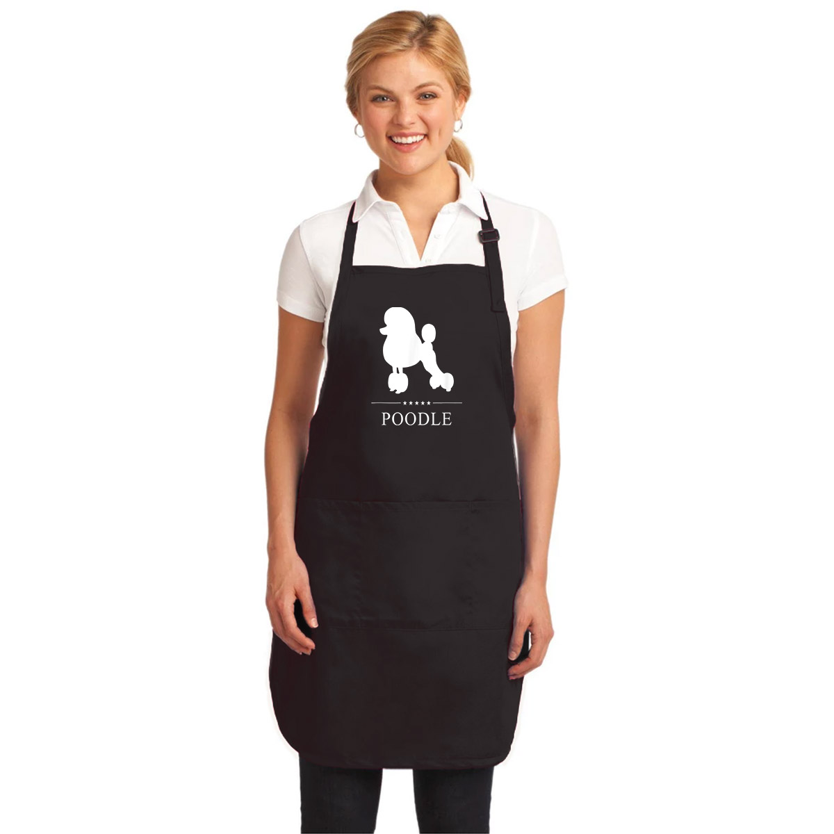 Tạp Dề Làm Bếp In Hình Poodle White Silhouette- Hàng Cao Cấp