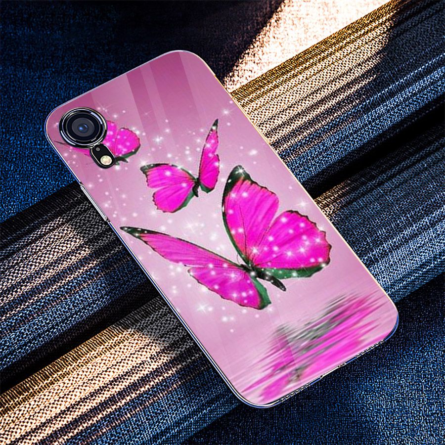 Ốp điện thoại kính cường lực cho máy iPhone XR - bướm đẹp MS BUOMD006