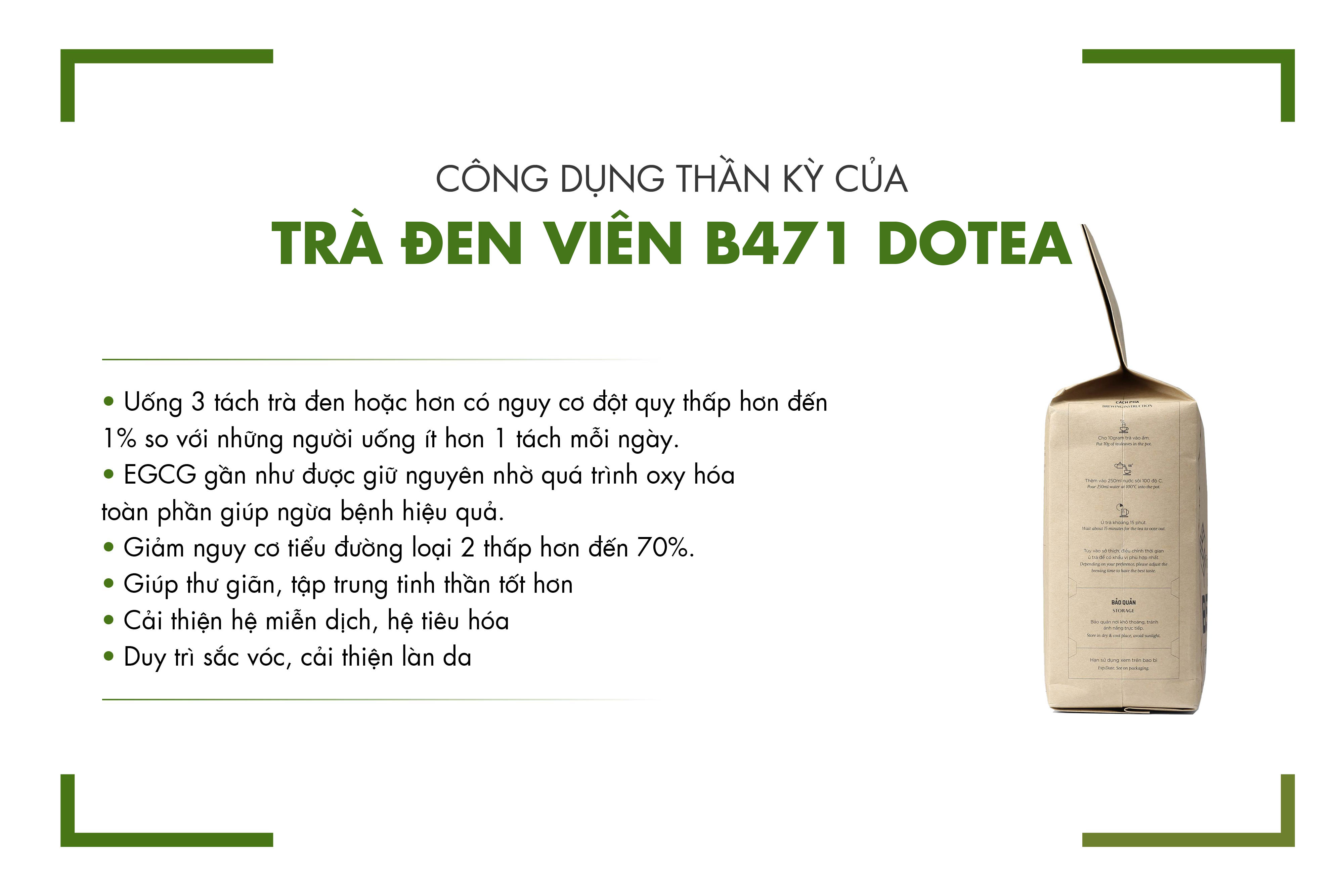 Trà Đen Viên B471 Dotea 500g/ 100g - Chát Đặc Ngọt Hậu Hương Thơm Nồng Đượm