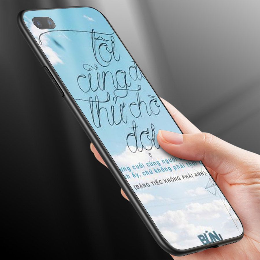 Ốp kính cường lực dành cho điện thoại Oppo A3S/A5/realme C1 - ngôn tình tâm trạng - tinh2098