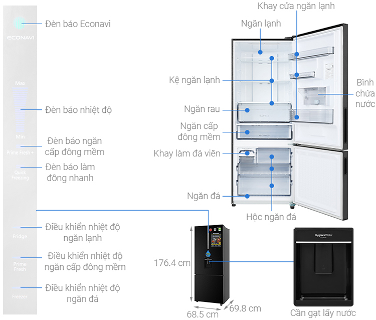 Tủ lạnh Inverter Panasonic NR-BX460WKVN (410L) - Hàng chính hãng - Chỉ giao tại Hà Nội