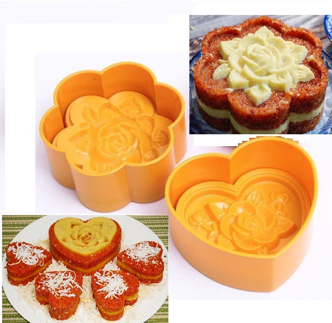 Khuôn ép xôi tim hoa hồng