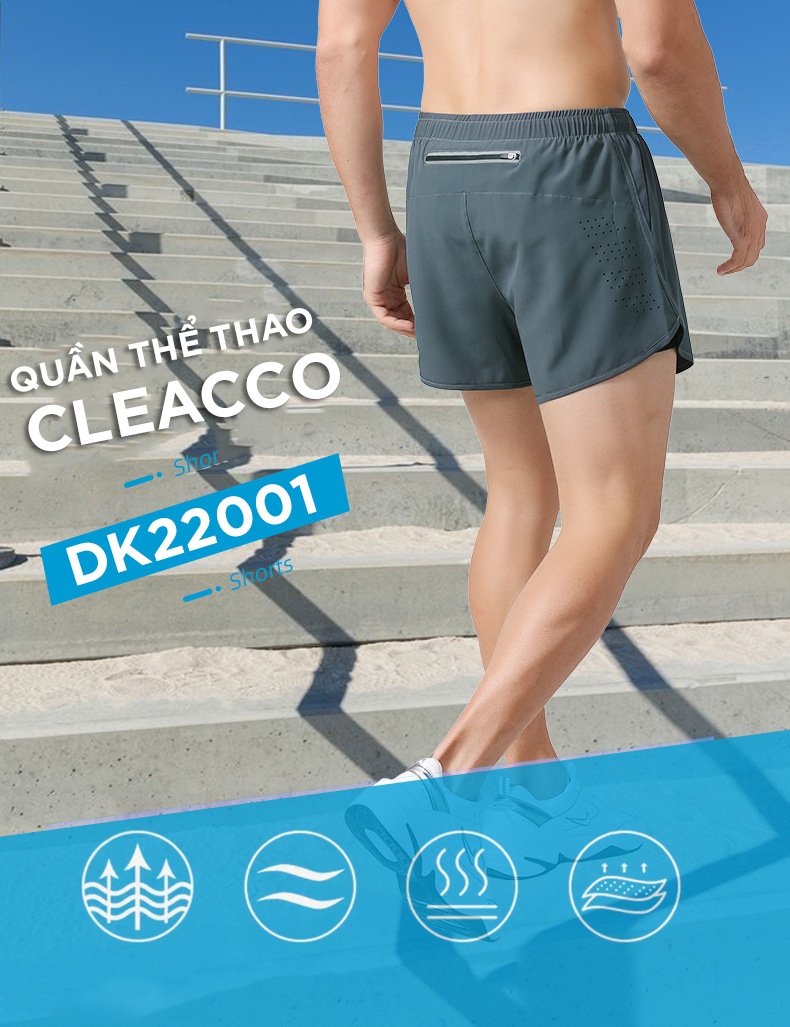 Quần chạy bộ short đùi thể thao thoáng khí nhanh khô, có túi đựng điện thoại , kèm lớp lót Cleacco DK22001 Bảo Hành 12 Tháng - Boro Sport