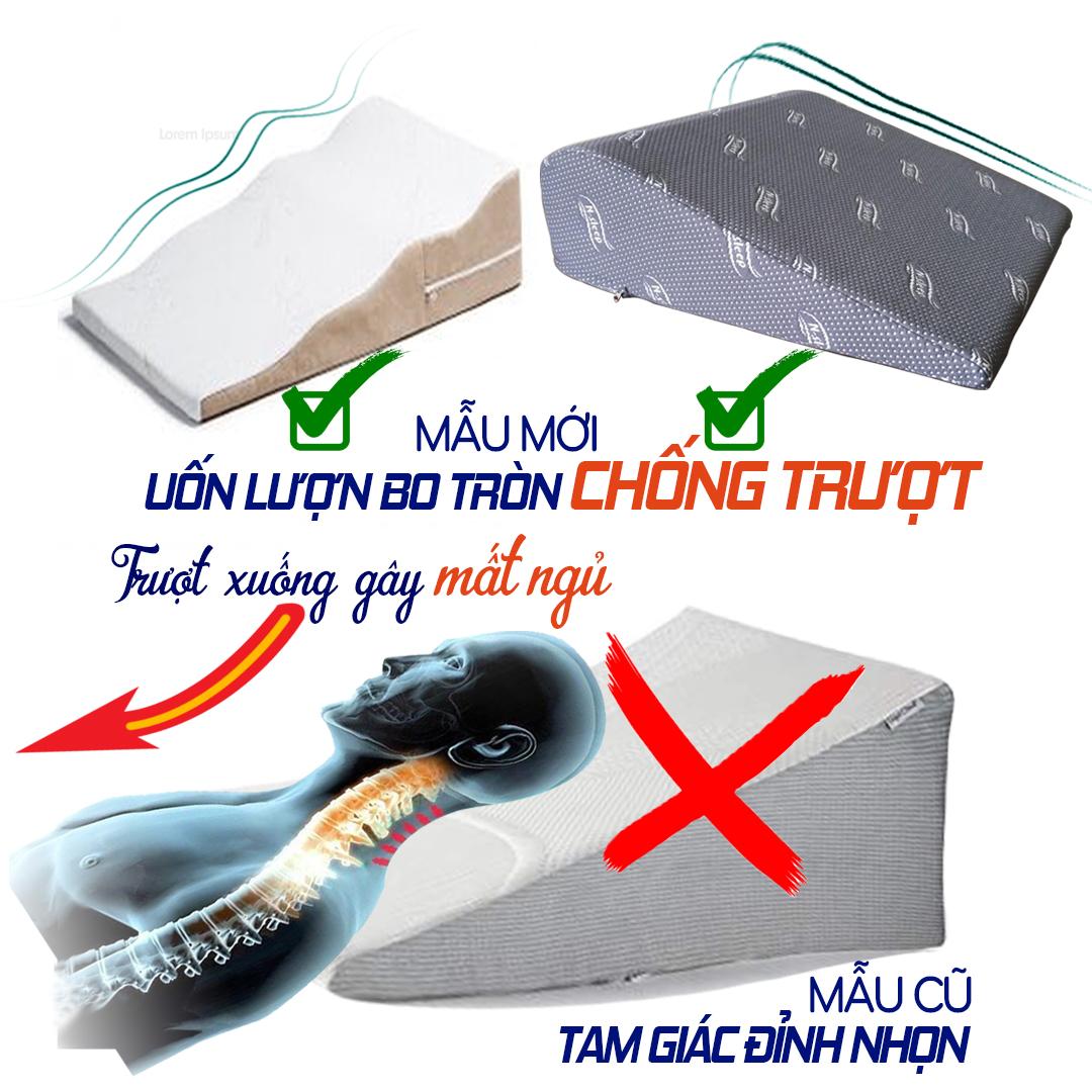 GỐI TRÀO NGƯỢC DẠ DÀY NGƯỜI LỚN YOROKOBI CẢI TIẾN CHỐNG TRƯỢT, KÍCH THƯỚC 60X60X16CM (Bo tròn), HỖ TRỢ TRÀO NGƯỢC ACID, Ợ CHUA, THOÁI HÓA CỘT SỐNG CỔ, HÀNG THƯƠNG HIỆU 6