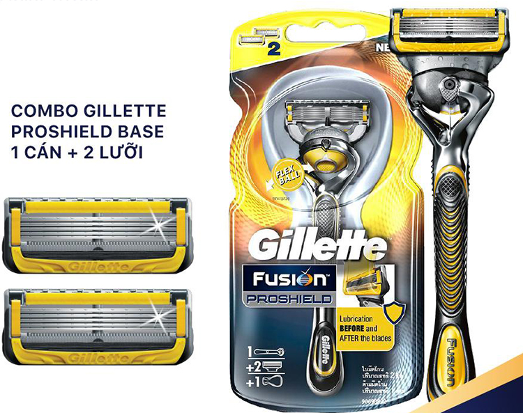 Combo Dao Cạo Râu Gillette Fusion 5 Proshield Base (2 Lưỡi / Vỉ)