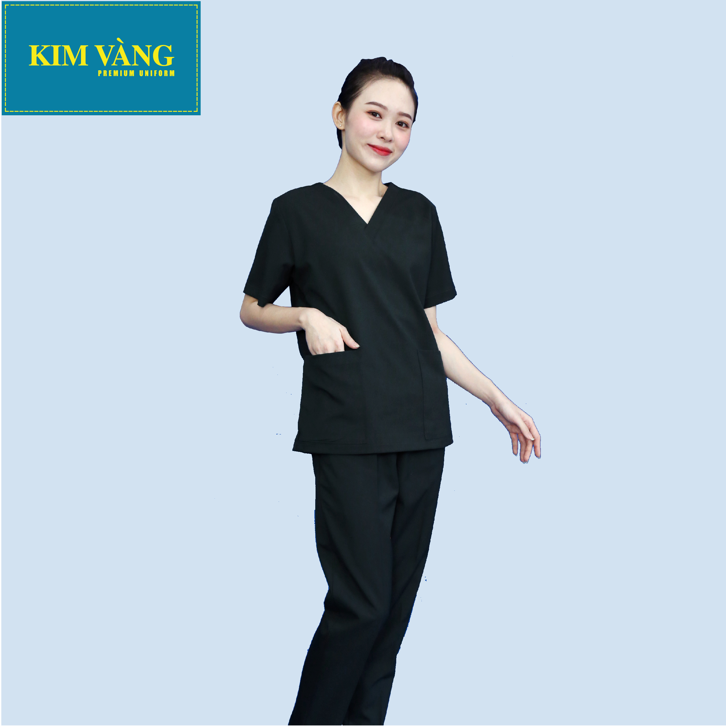 [KIM VÀNG] Bộ đồng phục y tá, spa, điều dưỡng đồng phục bệnh viện tay ngắn chất liệu kaki thun - Màu xanh đen