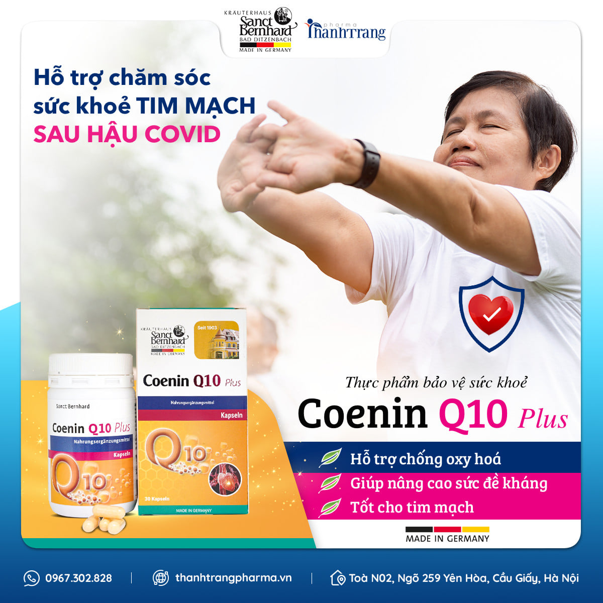 viên uống cải thiện chức năng tim mạch sanct bernhard coenin q10 plus giúp chống gốc tự do, tăng đề kháng - hộp 30 viên 3