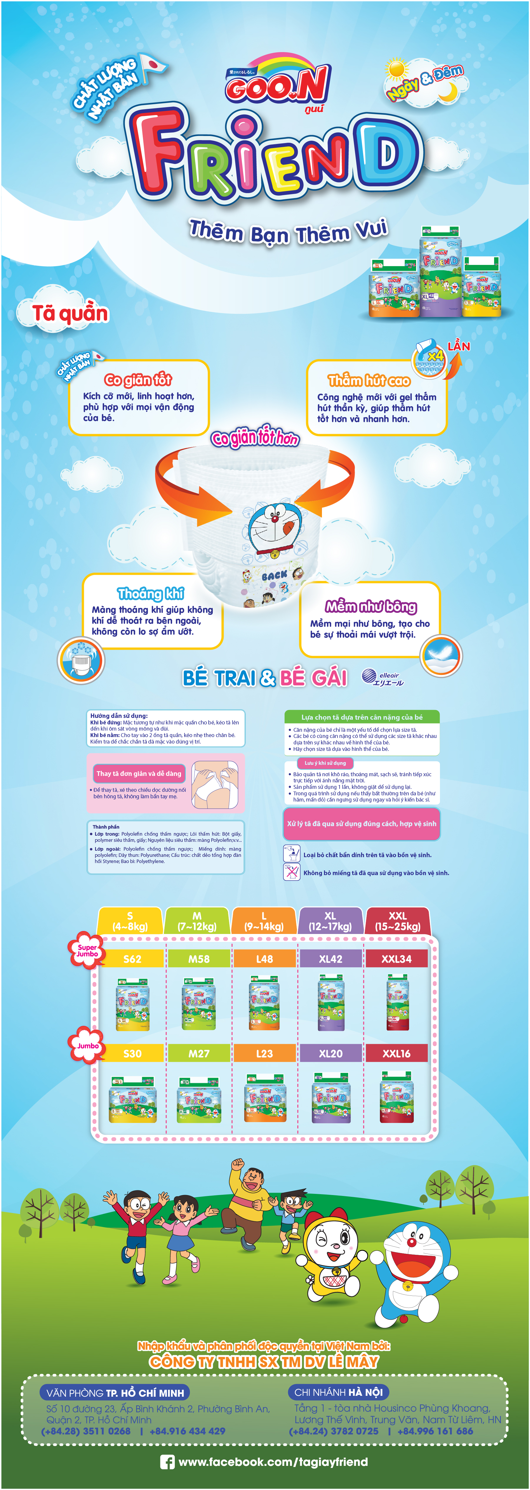 Combo 3 Tã Quần Goo.n Friend Gói Cực Đại XL42 (42 Miếng)