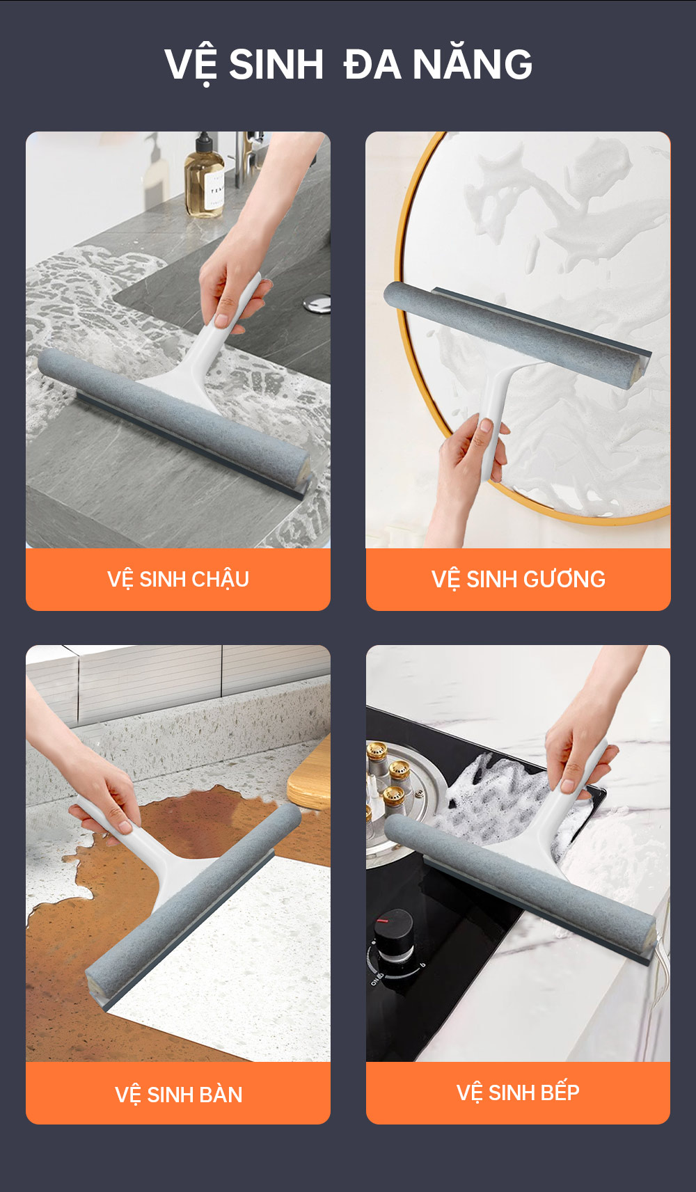 Cây lau kính, gạt chùi kính đa năng 2 đầu trong 1 - Parroti Shiny SN01