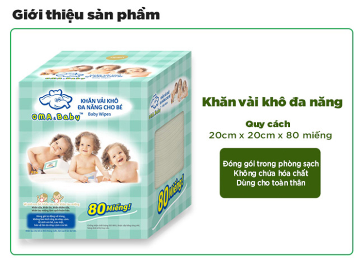 Khăn Vải Khô Đa Năng Ihomeda Oma Baby (80 Khăn)