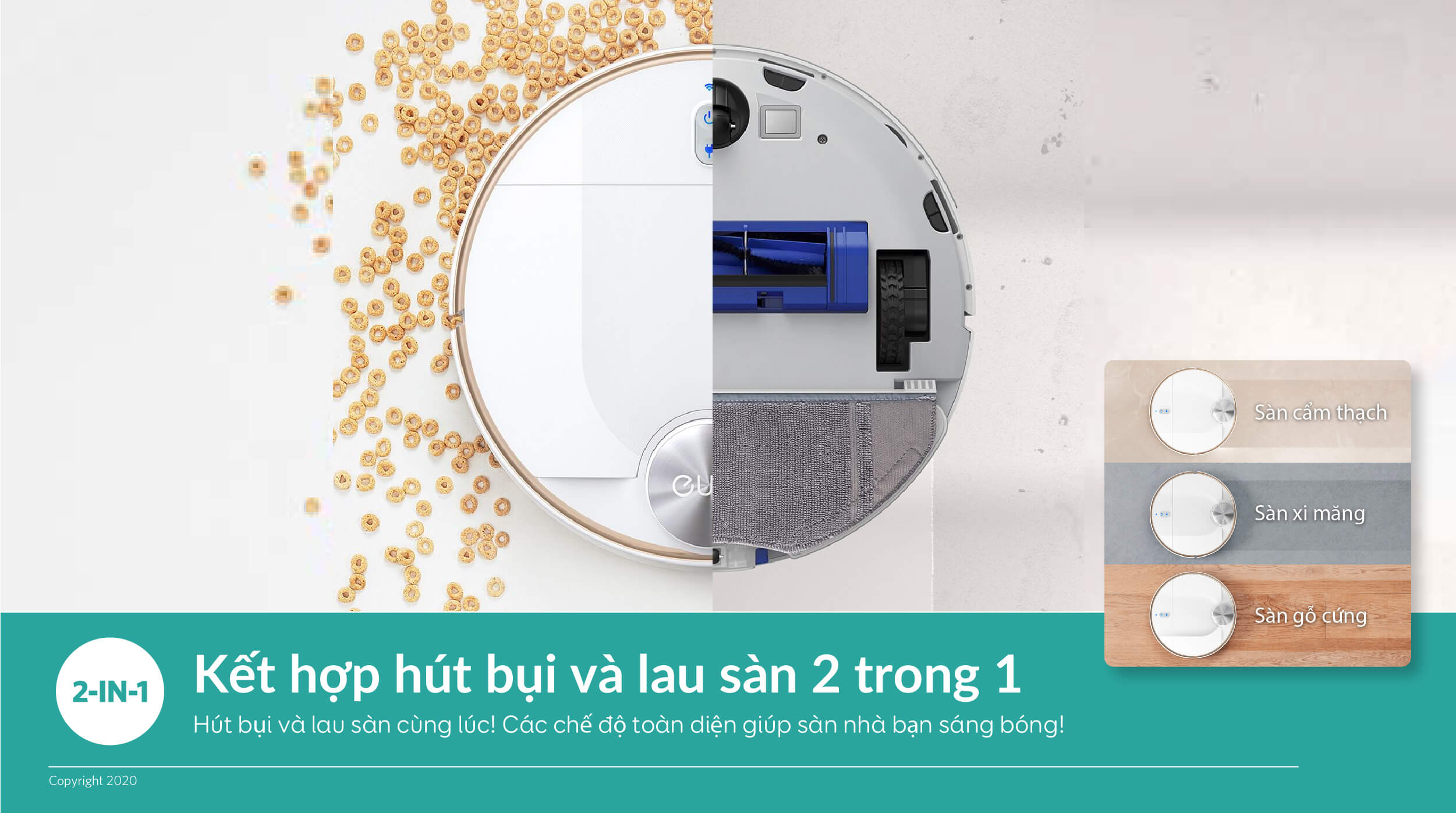 Robot Hút Bụi lau nhà thông minh Eufy RoboVac L70 Hydrid - T2190 - Hàng Chính Hãng