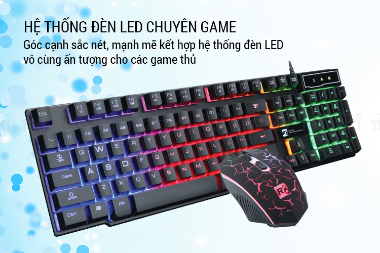 Bộ Bàn Phím Giả Cơ Và Chuột Chuyên Game R8 1910 LED 7 Màu (Đen) - Hàng Chính Hãng