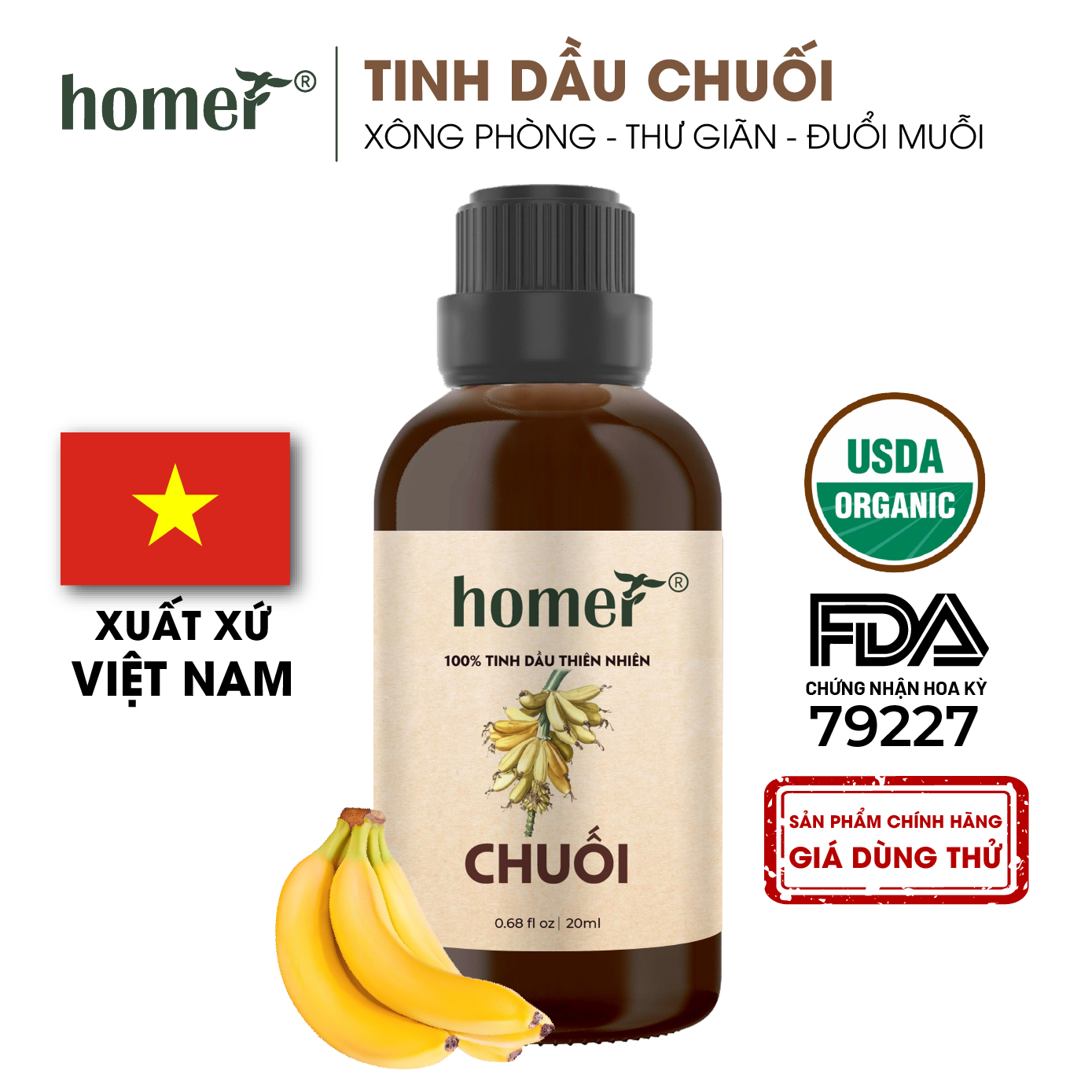 Tinh Dầu Chuối Homer 100ml - Tinh Dầu Xông Thơm Phòng, Thư Giãn Khử Mùi- Tinh Dầu Trái Cây Thiên Nhiên.