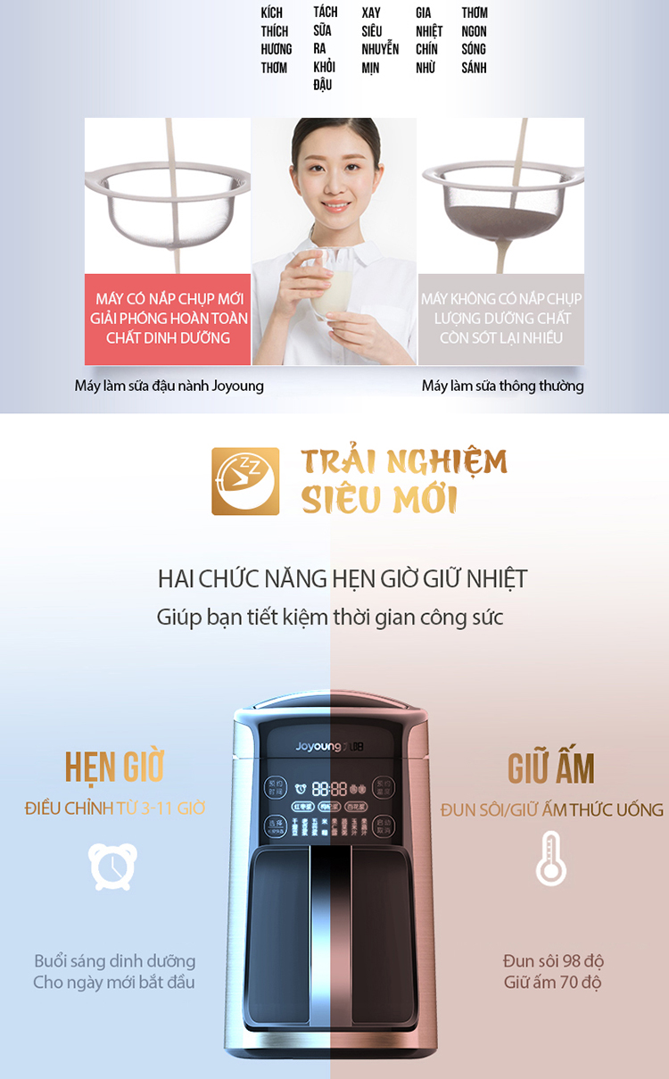 Máy Làm Sữa Đậu Nành Nguyên Xác, Máy Làm Sữa Hạt, Máy Xay Sinh Tố Đa Năng Joyoung P10  - Hàng Chính Hãng