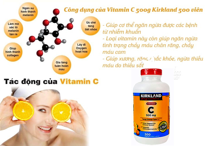 Vitamin C Kirkland Signature Mỹ tăng sức đề kháng, thức đẩy sẩn xuất collagen tự nhiên, sáng da, nhanh lành bệnh (bệnh) - OZ Slim Store