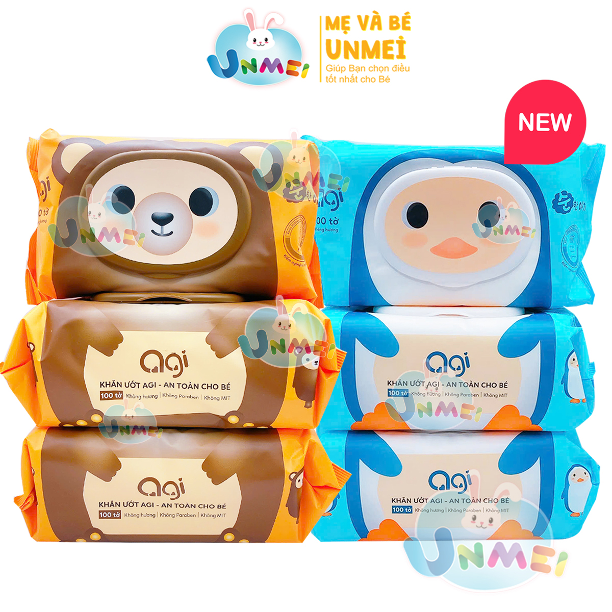 Bộ 6 Gói Khăn Ướt Không Hương Agi (100 Tờ x 6) - Giao Mẫu Ngẫu Nhiên