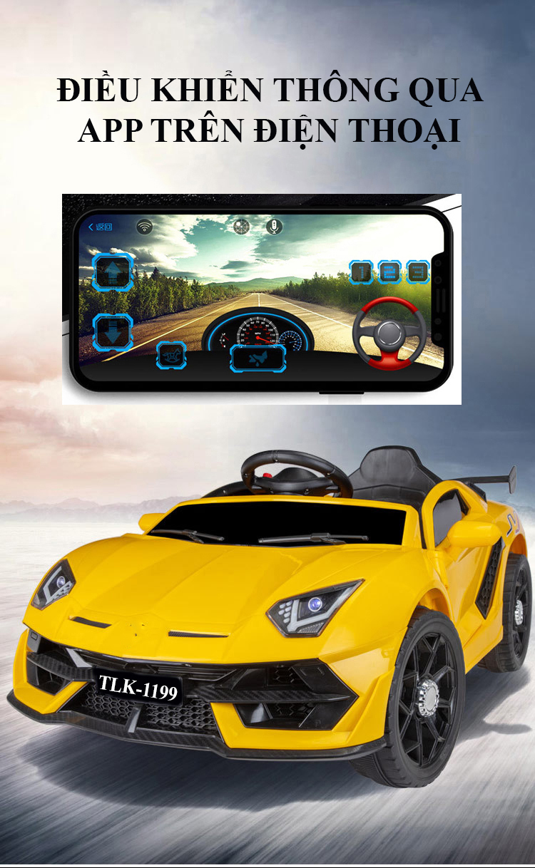 Xe ô tô điện trẻ em, xe oto điện cho bé Lamborghini TILO KIDS TLK-1199 có điều khiển từ xa, kết nối bluetooth