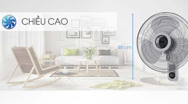 Quạt Treo Tường 3 Cánh Midea FW40-6H (Công Suất 55W - 3 Cấp Gió) - Hàng Chính Hãng