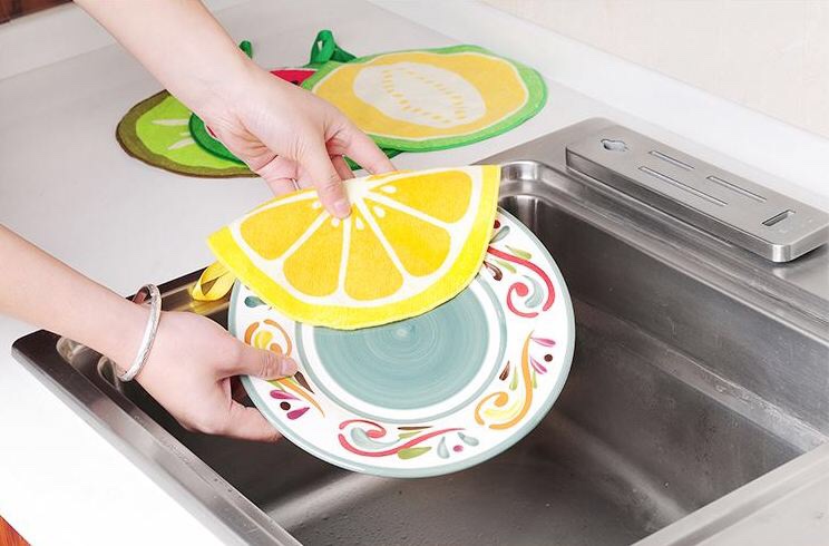 Khăn lau đa năng siêu thấm họa tiết trái cây hình tròn 20cm