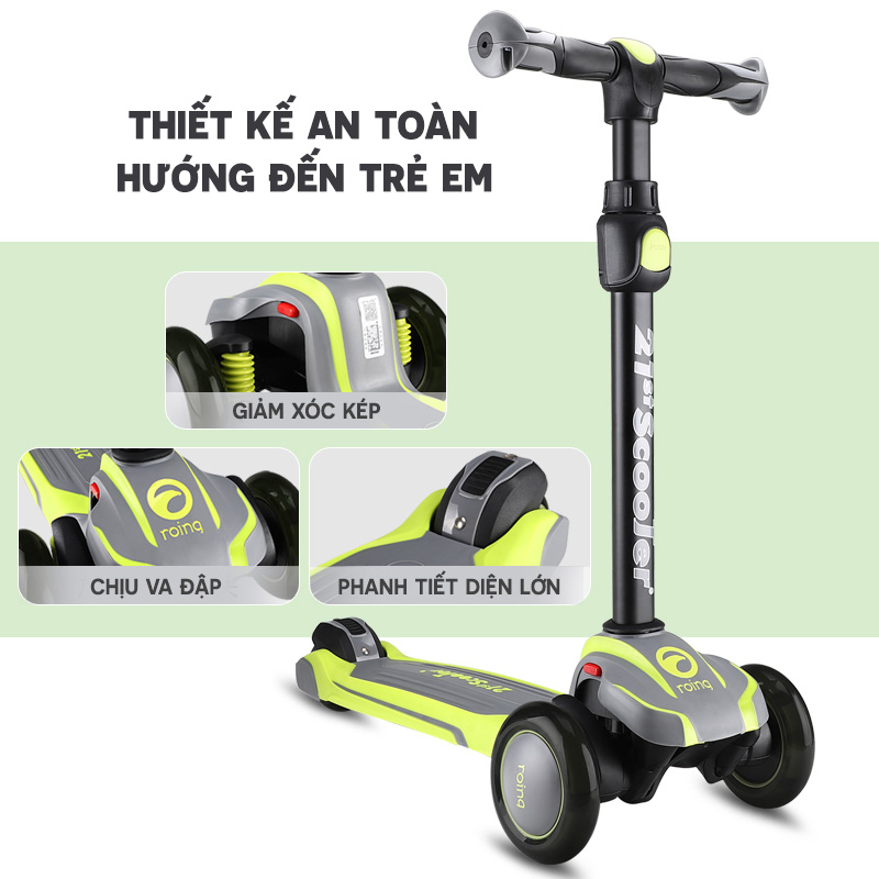 Xe trượt 3 bánh 21st scooter ROD3 chính hãng, có giảm xóc, đèn LED, tăng giảm chiều cao 5 cấp độ xịn cho bé trai và bé gái vận động ngoài trời nhiều màu sắc