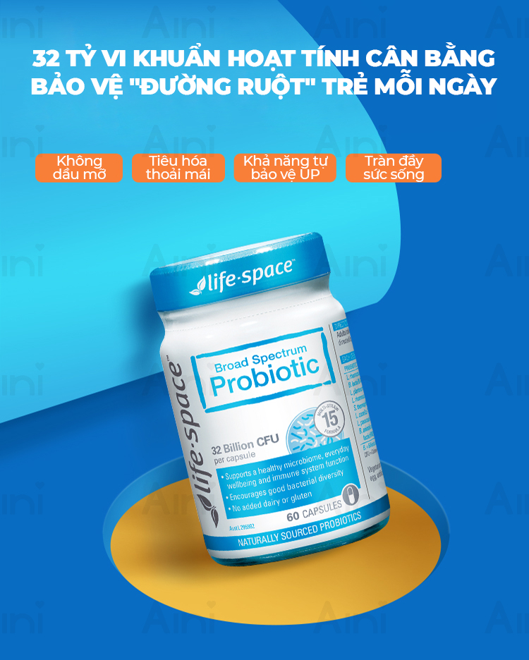 viên uống men vi sinh hỗ trợ tiêu hóa cho người lớn life space broad spectrum probiotic (30 capsules) 7