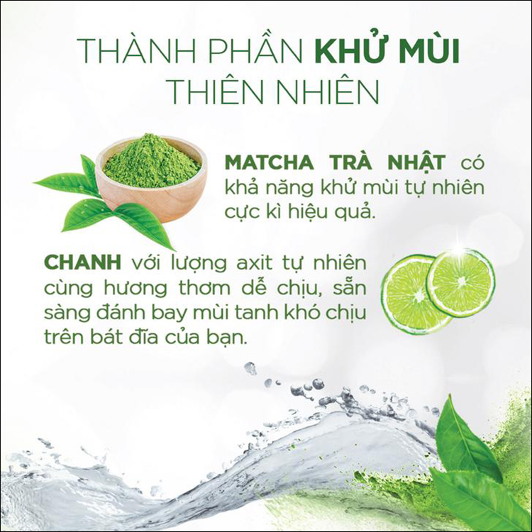 Combo 2 Nước Rửa Chén Sunlight Khử mùi tanh Matcha Trà Nhật (2.1kg x 2)