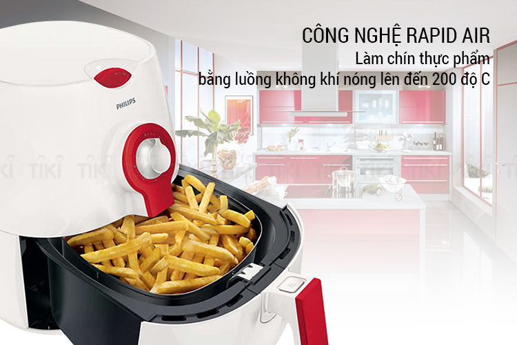 Nồi Chiên Không Dầu Philips HD9217/00 (1425W) - Trắng Đỏ