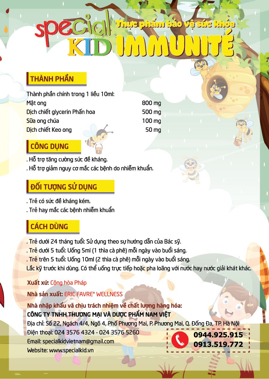 TPBVSK Special Kid Immunité - Hỗ trợ tăng cường sức đề kháng, hỗ trợ giảm nguy cơ mắc các bệnh do nhiễm khuẩn (125ml)[Siro - Nhập khẩu Pháp]