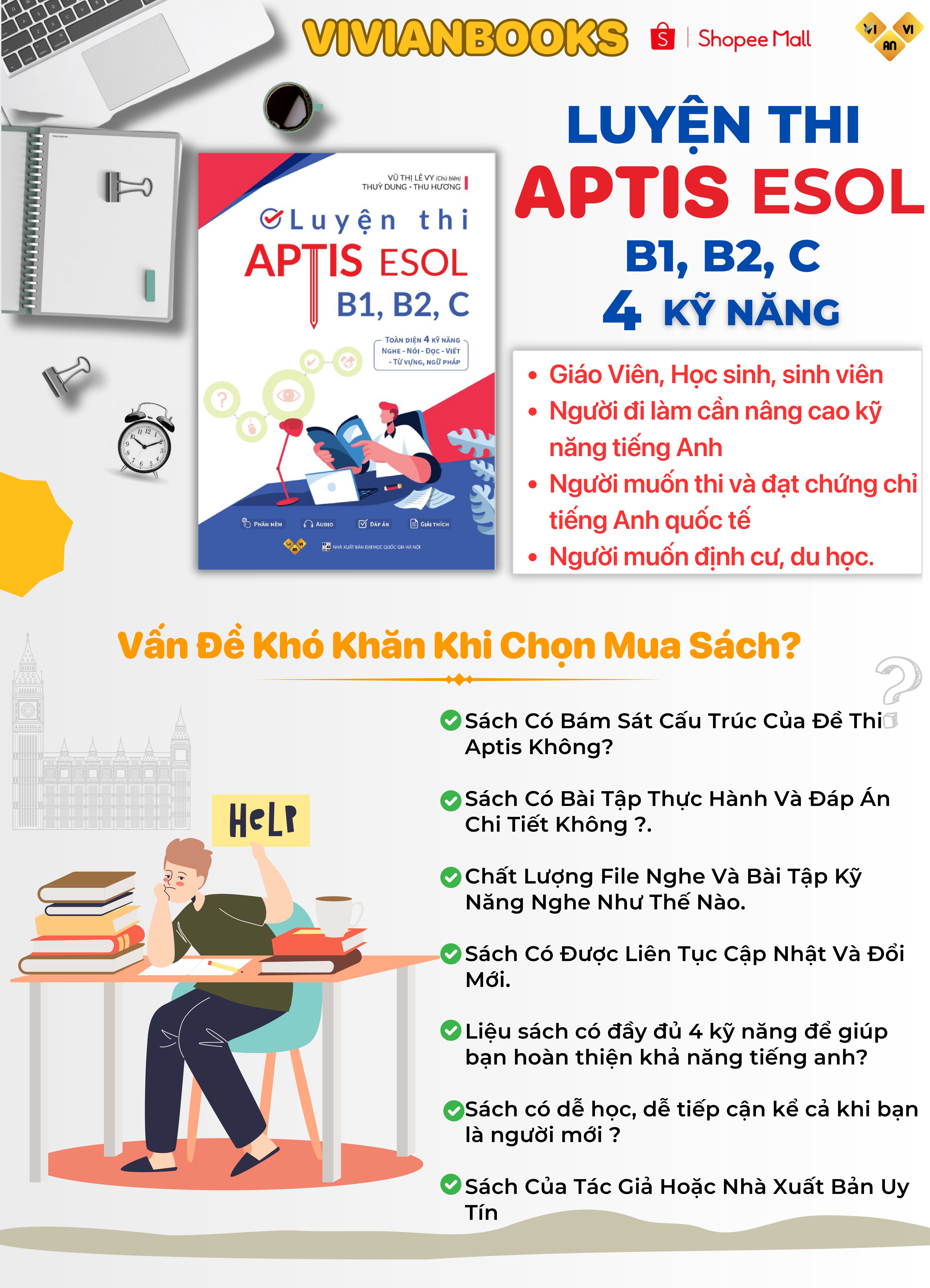 Luyện thi APTIS ESOL B1, B2, C 4 kỹ năng - Chứng chỉ APTIS hay bằng APTIS - ThS. Lê Vy - Vivian