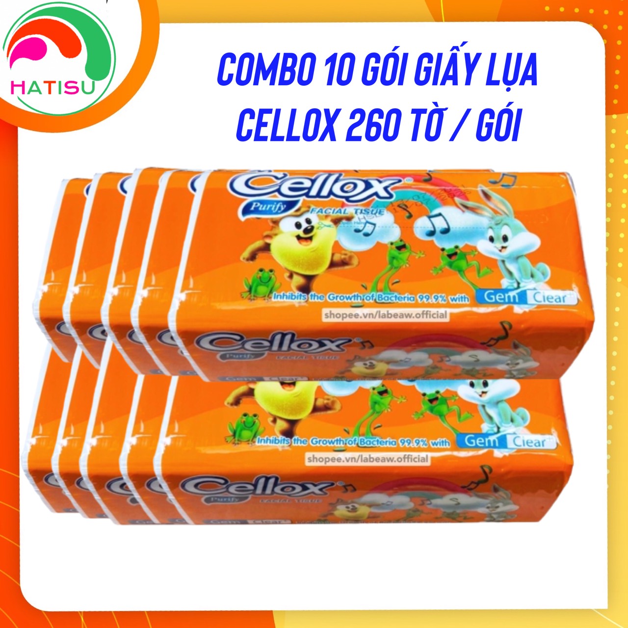 combo 10 bịch khăn giấy rút cellox 260 tờ [giấy rút loại 1] hatisu 1