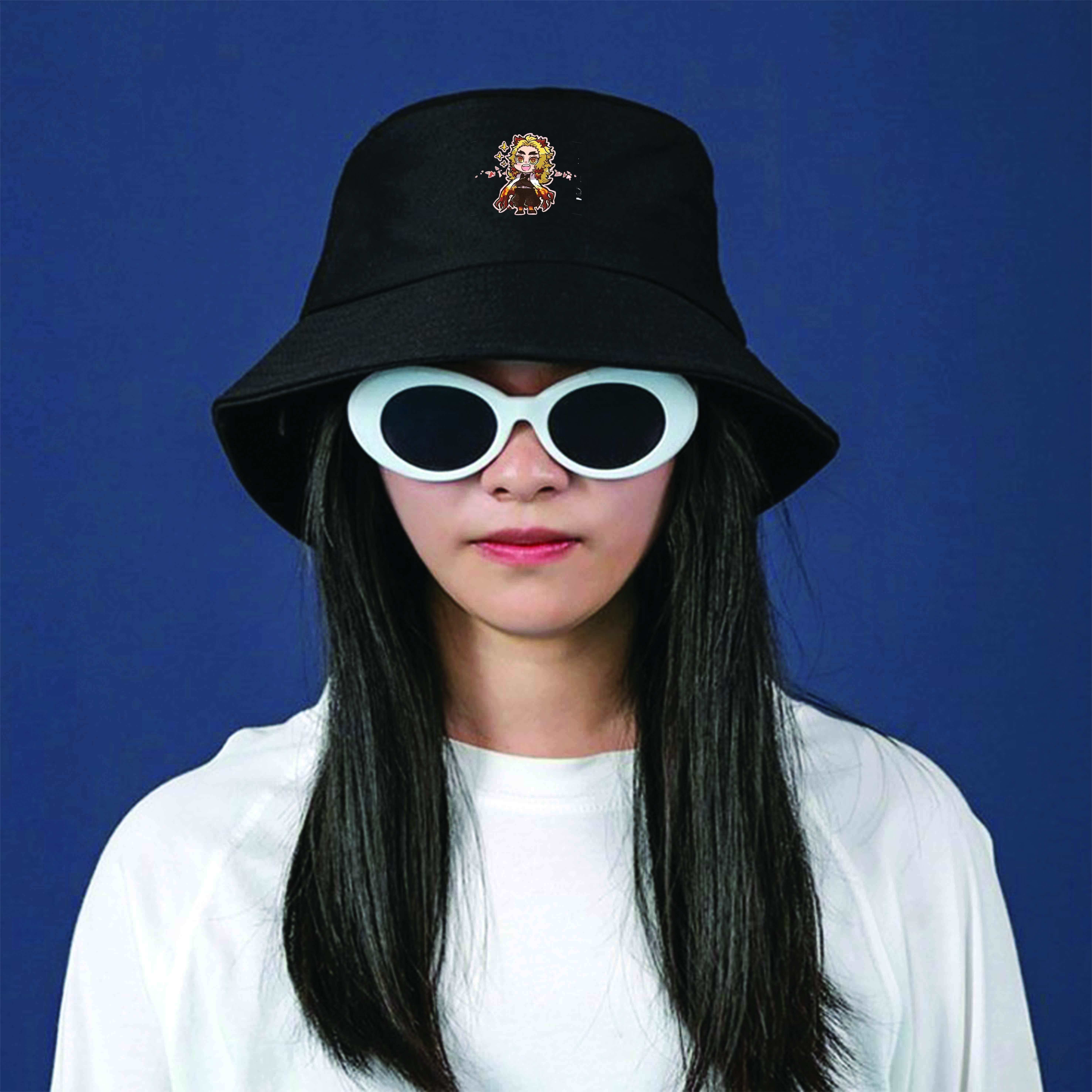 Mũ bucket đen IN HÌNH Demon Slayer anime chibi dễ thương mũ nam nữ đi chơi đi học