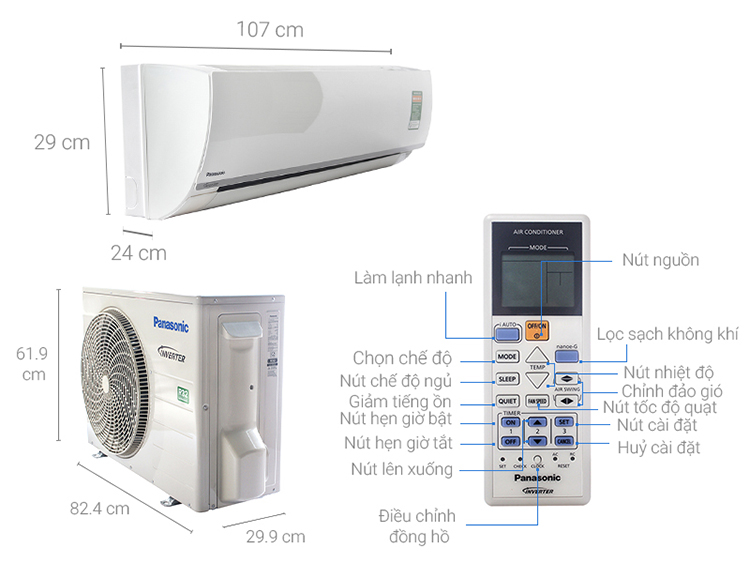 Máy Lạnh Inverter Panasonic CU/CS-PU18TKH-8 (2.0 HP) - Hàng Chính Hãng