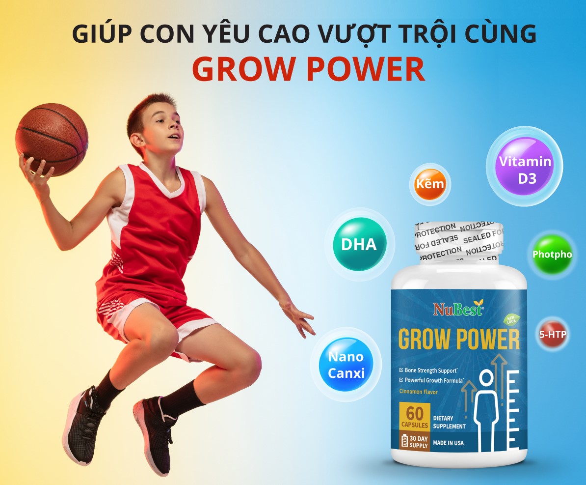 thực phẩm bảo vệ sức khoẻ hỗ trợ tăng chiều cao của mỹ grow power hộp 60 2